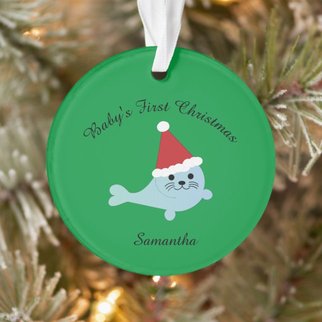 Baby's First Christmas Santa Seal Ornament (Tree)