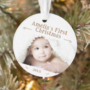 Baby's First Christmas Simple Photo Keepsake Ornament