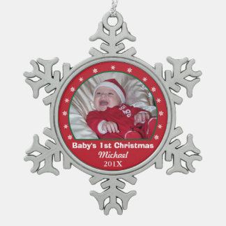 Baby's First Christmas Snowflake Photo Ornament
