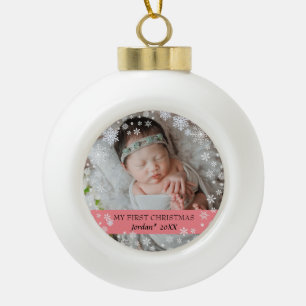 Baby's first christmas snowflakes ceramic ball christmas ornament