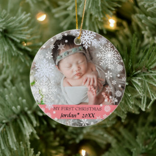 Baby's first christmas snowflakes   ceramic tree decoration