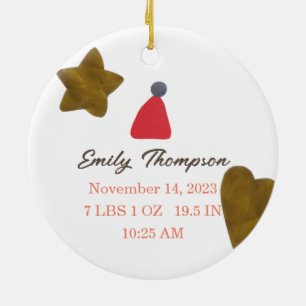 baby's first Christmas star & heart Ceramic Tree Decoration