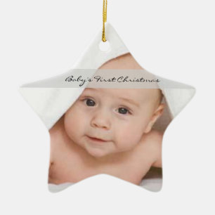 Baby's First Christmas Star Ornament Name Birthday