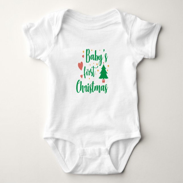 Baby's First Christmas T-Shirt Baby Bodysuit (Front)