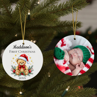 Baby's First Christmas Teddy Bear Photo Ornament