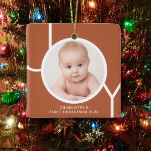 Baby's First Christmas Terracotta Photo  Ceramic Ornament
