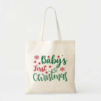 babys first christmas tote bag
