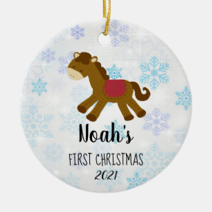 Baby's First Christmas Toy Horse Custom Ceramic Tree Decoration