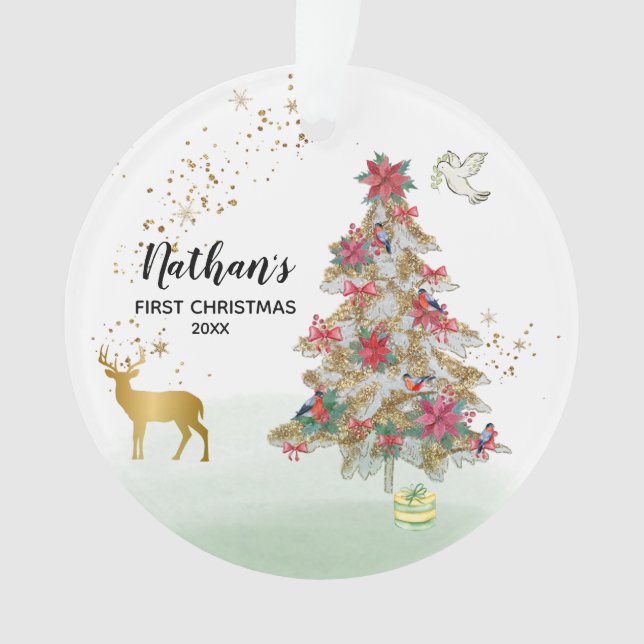*~* Baby's First Christmas - Tree Peace Dove Truck Ornament (Front)