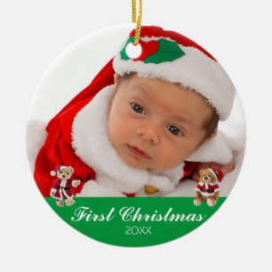 Baby's First Christmas Two Sided Personalized Ceramic Tree Decoration
