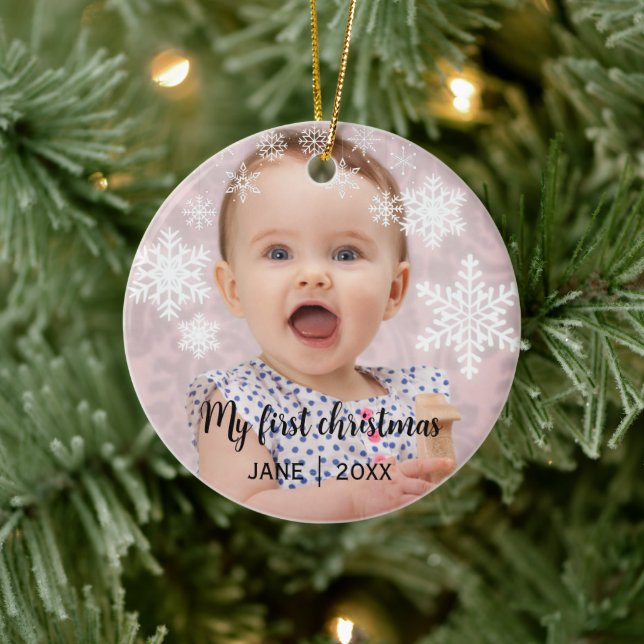 Baby's first christmas white snowflakes ceramic tree decoration (Tree)