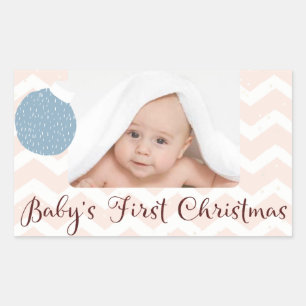 Baby's First Christmas with Photo Rectangular Sticker