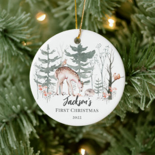 Baby's First Christmas Woodland  Ceramic Tree Decoration