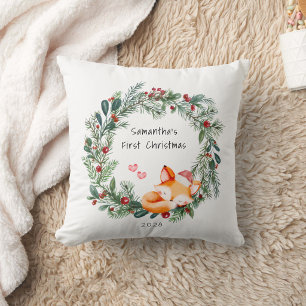 Baby's First Christmas Woodland Fox Cub Cushion