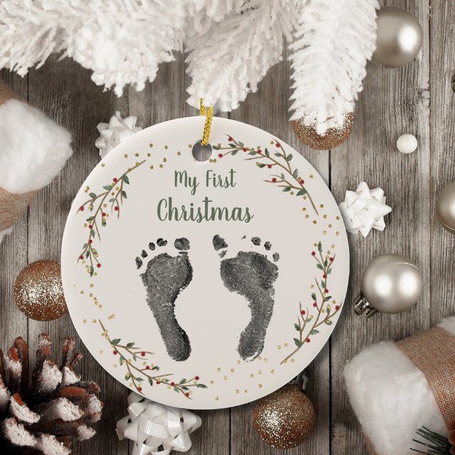 Baby's First Christmas Your Baby Foot Prints  Ceramic Tree Decoration (Creator Uploaded)