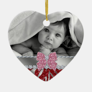 Babys First Christmas Zebra Red Silver Ornament