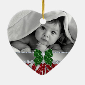 Babys First Christmas Zebra Red Silver Ornament