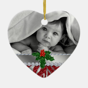 Babys First Christmas Zebra Red Silver Ornament