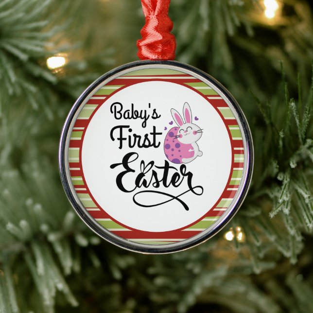 Baby's First Easter Bunny and Egg Metal Tree Decoration (Tree)