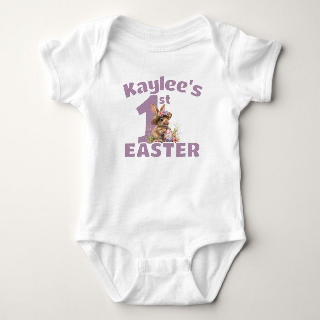 Baby's First Easter Bunny Eggs Personalised  Baby Bodysuit (Front)