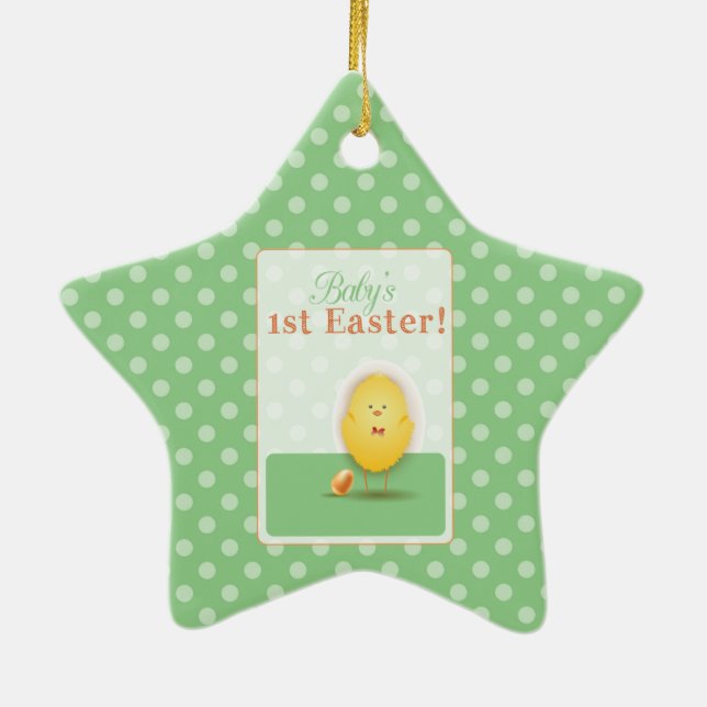 Baby's First Easter Cute Chick With Egg Ceramic Tree Decoration (Back)
