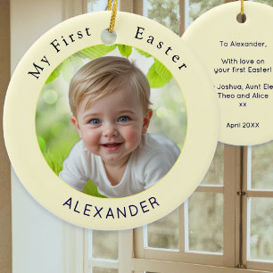 Baby's First Easter Elegant Photo Keepsake Yellow Ceramic Tree Decoration