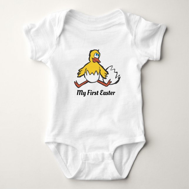 Baby's First Easter Hatched Egg and Chick Baby Bodysuit (Front)