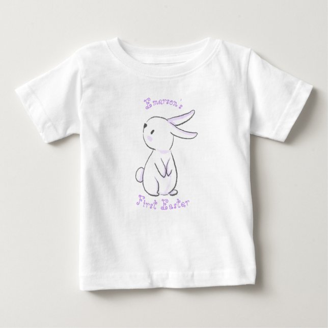 Baby's first Easter with cute bunny purple Baby T-Shirt (Front)