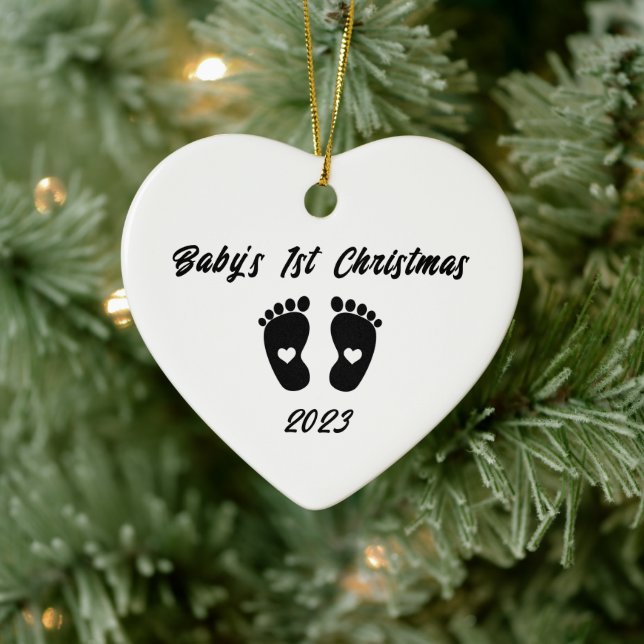 Baby's First Feet Silhouette ChristmasOrnament Ceramic Tree Decoration (Tree)