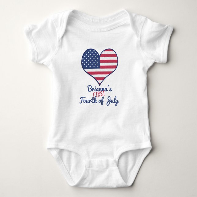 Baby's First Fourth of July Personalised Baby Bodysuit (Front)