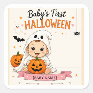 Baby's First Halloween Party Square Sticker