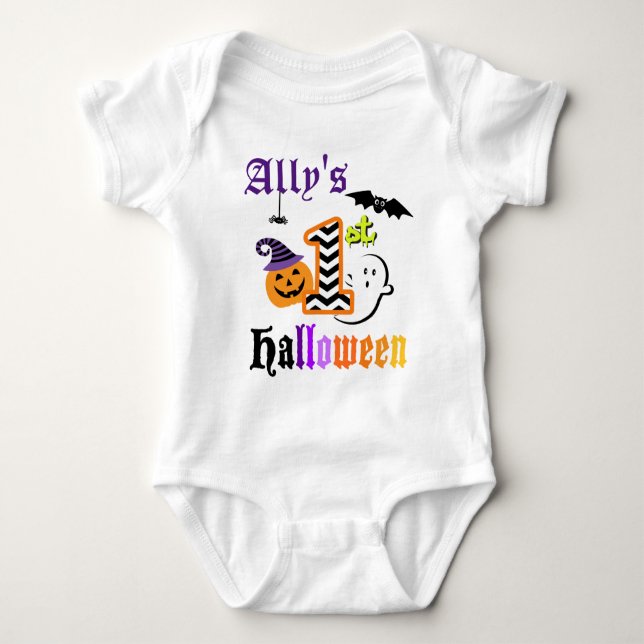 Babys First Halloween Shirt w Chevron (Front)