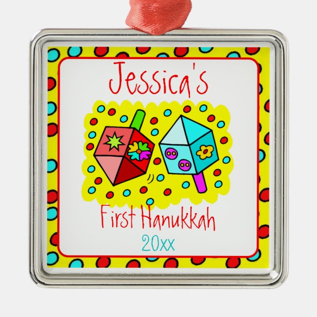 Baby's First Hanukkah Metal Tree Decoration (Front)