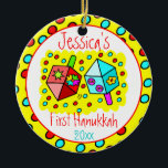 Baby's First Hanukkah - ONE-SIDED Ceramic Tree Decoration<br><div class="desc">Great gift for the parents of any child celebrating his or her first Hanukkah!  Customise the child's name and year of celebration.</div>