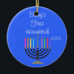 BABY'S FIRST  HANUKKAH Ornament<br><div class="desc">MENORAH AND STAR OF DAVID BEAUTIFUL ORNAMENT FOR HANUKKAH ... LOVELY GIFT for a Babys first Holiday</div>