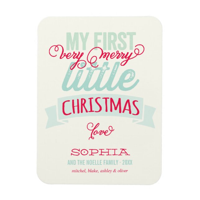 Baby's First Merry Little Christmas Holiday Magnet (Vertical)