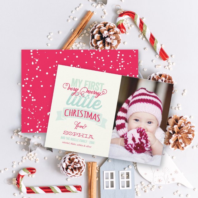 Baby's First Merry Little Christmas Photo Card (Creator Uploaded)