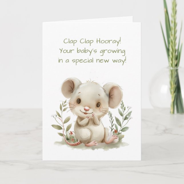 Babys First Milestone Cute Mouse Clapping Card (Front)