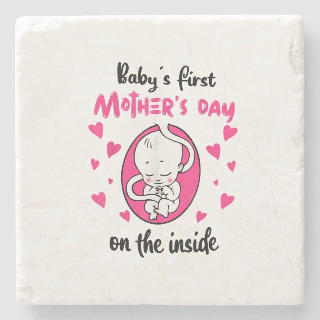 Baby's First Mother's Day On The Inside Stone Coaster (Front)