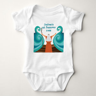Baby's First Passover Cute Moses Custom Name Baby Bodysuit