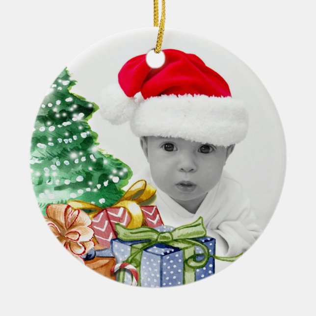 Baby's First Photo Christmas Ceramic Tree Decoration (Front)