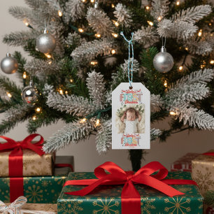 Baby's First  Photo Christmas Red Personalise Gift Tags