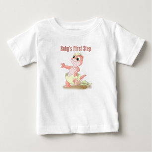 Baby's First Step- peach Baby T-Shirt
