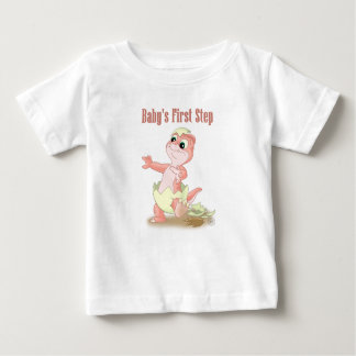 Baby's First Step- peach Baby T-Shirt