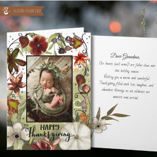 Baby's First Thanksgiving Photo Card Rustic Sage