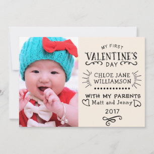 Baby's First Valentine Retro Photo Card