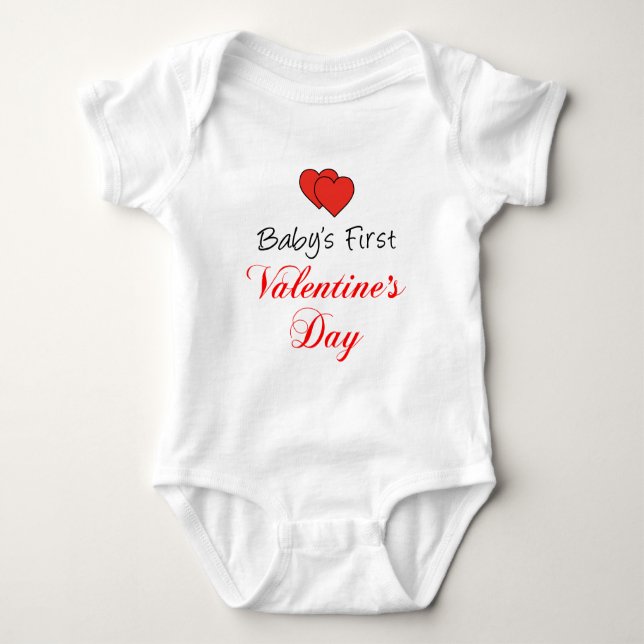 Baby's First Valentine's Day Baby Bodysuit (Front)