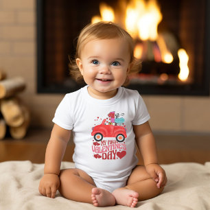 Baby's First Valentine's Day Birthday Party Baby Bodysuit