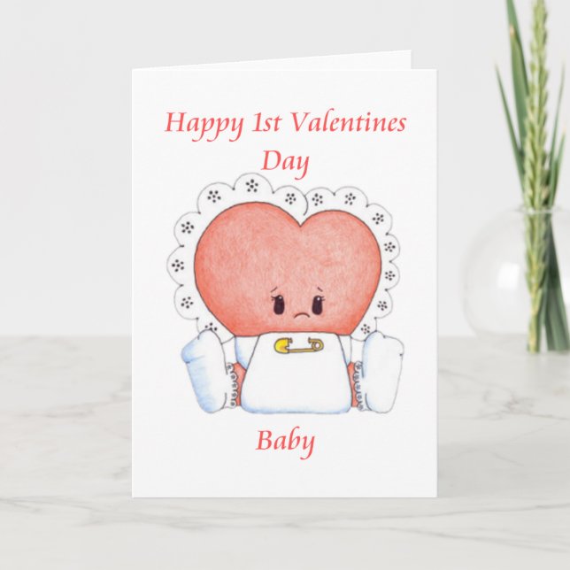 Baby's First Valentines Day Card (Blank - Girl) (Front)