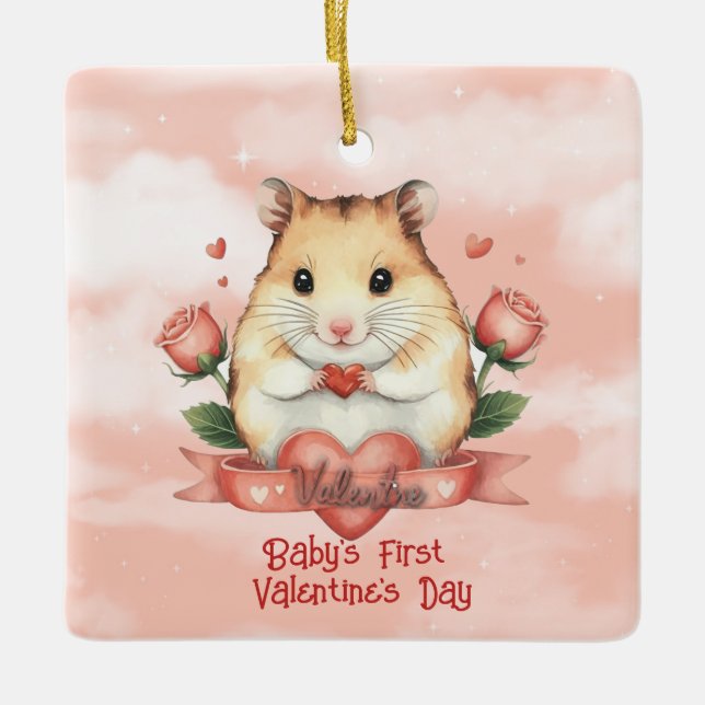 Baby's First Valentine's Day Ceramic Ornament (Front)
